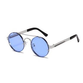 Retro kulaté kovové sluneční brýle Spring Modré